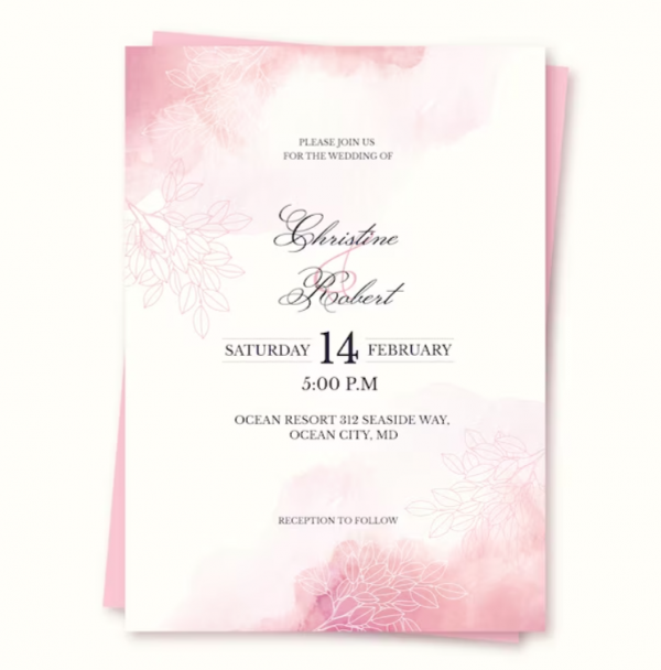 Undangan Penikahan Sederhana Merah Muda